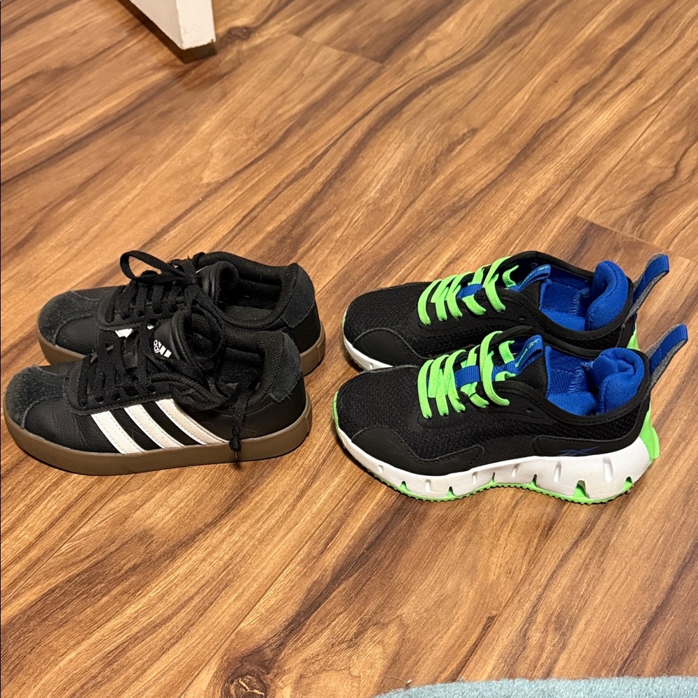 Toddler boys size 11  Reebok Sneakers and black white adidas